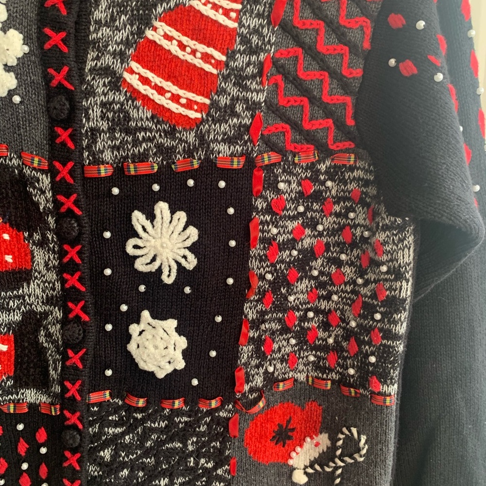 Studio Black And Red Patchwork Sweater - image 5